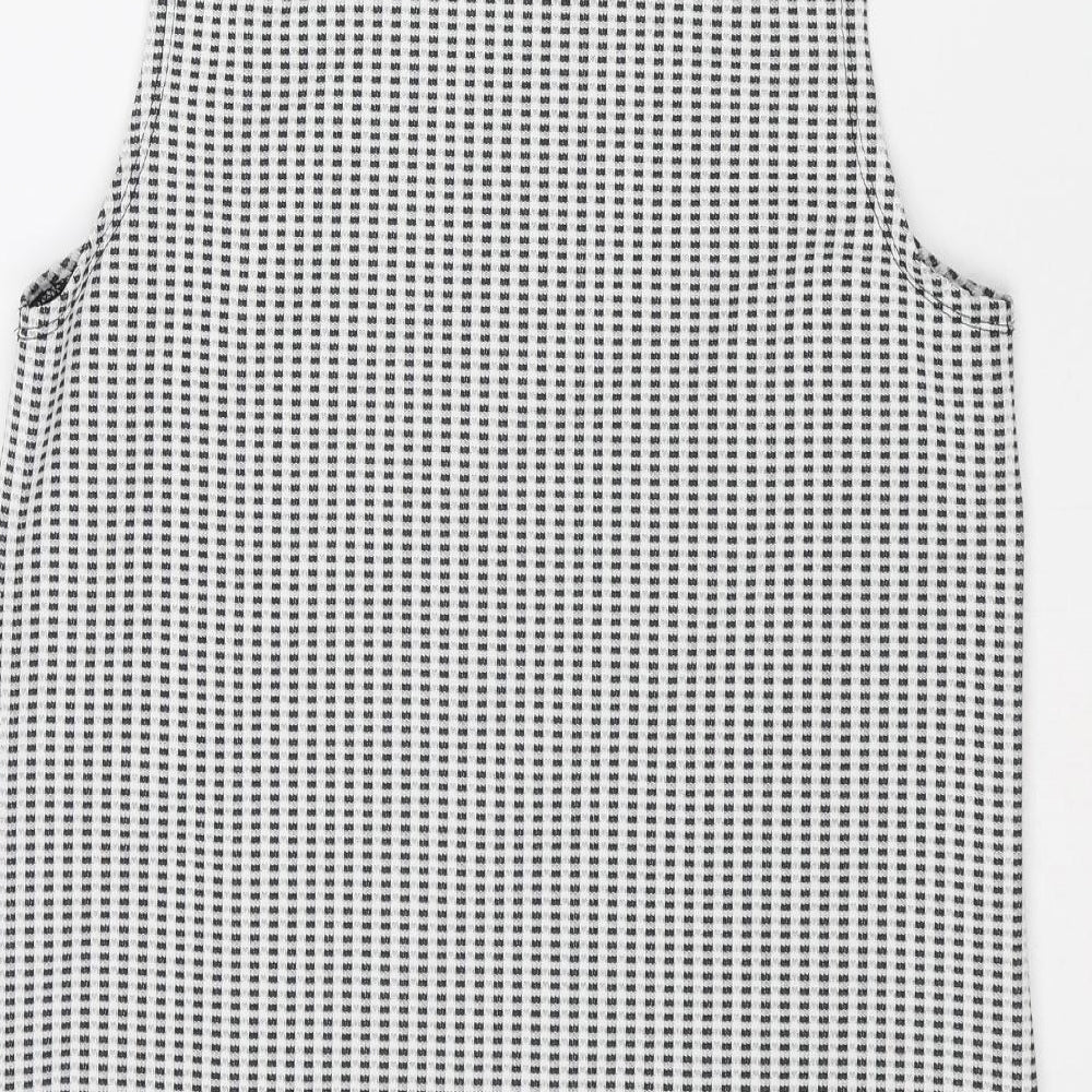 Miss Selfridge Womens Grey Check Polyester Basic Tank Size 10 Mock Neck