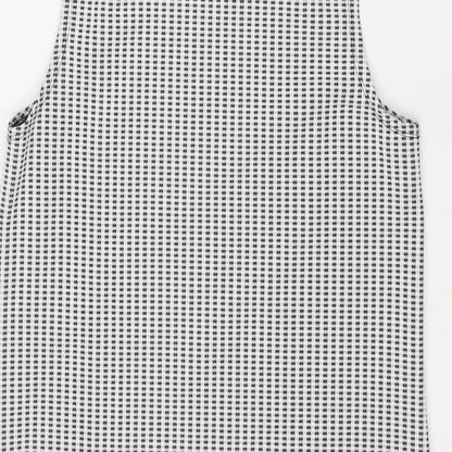 Miss Selfridge Womens Grey Check Polyester Basic Tank Size 10 Mock Neck