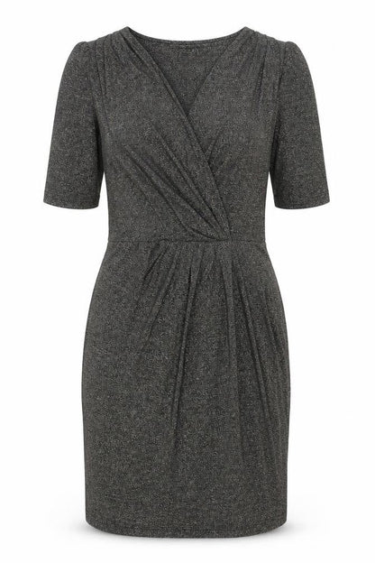 Oasis Womens Grey Polyamide Pencil Dress Size L V-Neck Pullover