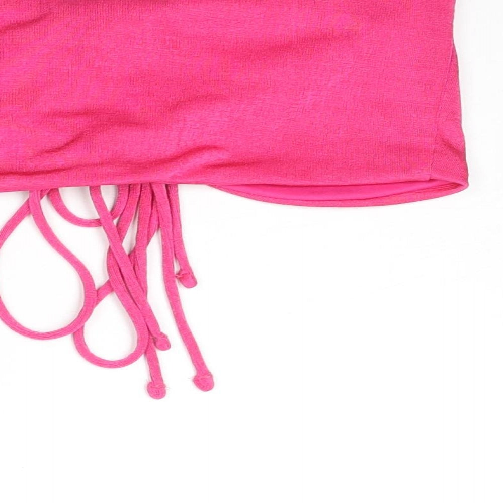 Womens UK Size S Monki Pink Cropped Tank