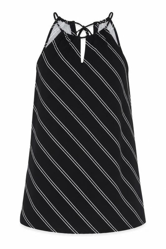 Mango Womens Black Striped Polyester Mini Size XS Round Neck Tie