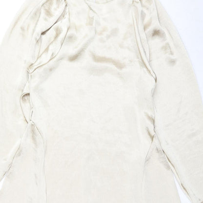 River Island Womens Gold Polyester A-Line Size 12 Round Neck Zip