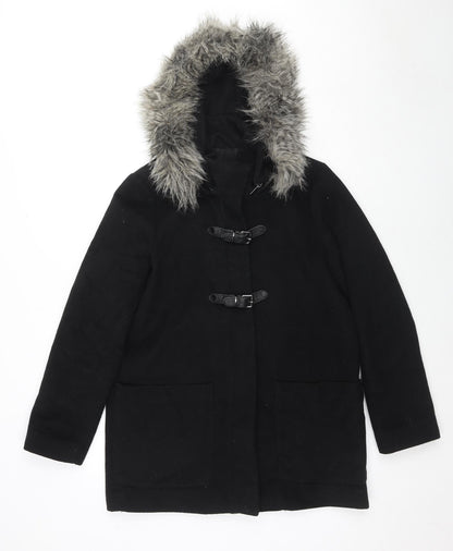 Womens UK Size S Mango Black Overcoat
