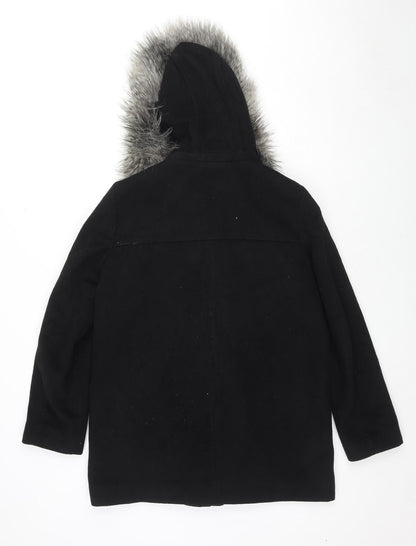 Womens UK Size S Mango Black Overcoat