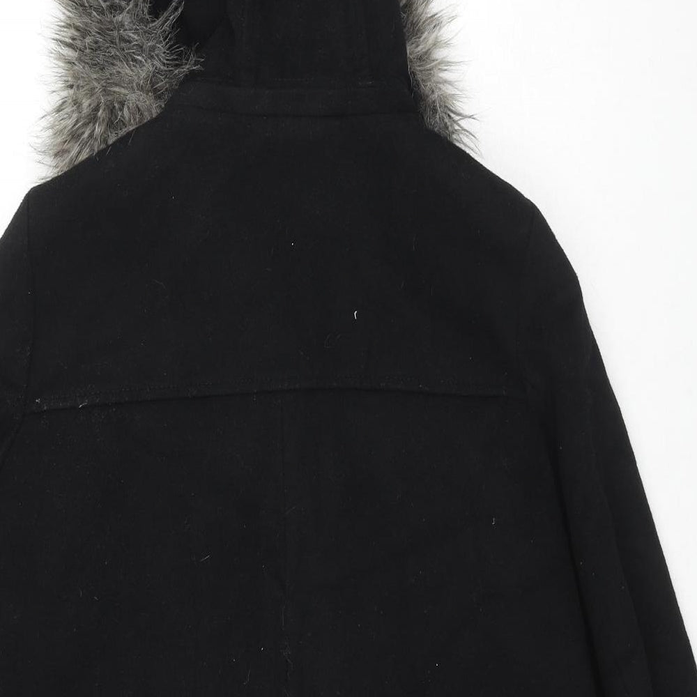 Womens UK Size S Mango Black Overcoat