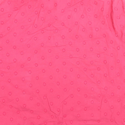 Classic Womens Pink Geometric Cotton Basic Button-Up Size 16 Collared