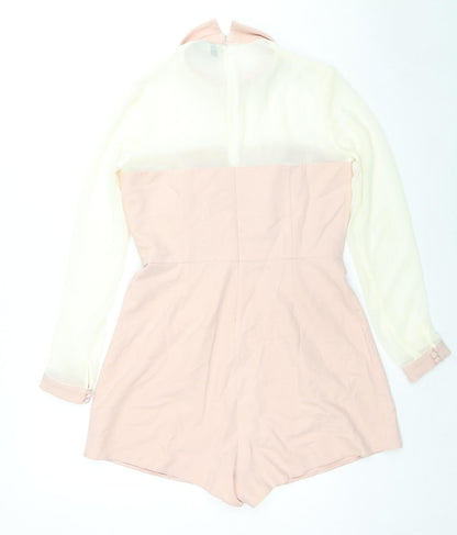 ASOS Womens Beige Polyester Playsuit One-Piece Size 12 L3 in Zip