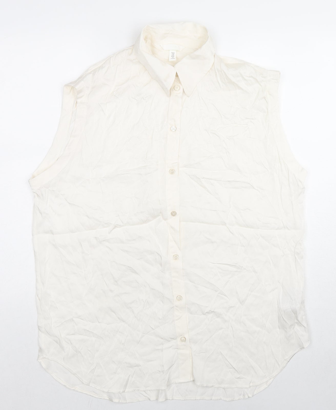 Womens UK Size M H&M White Basic Button-Up