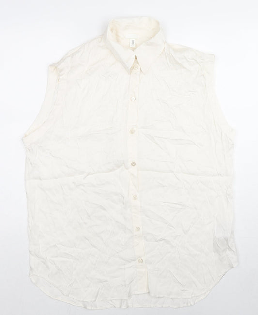 Womens UK Size M H&M White Basic Button-Up