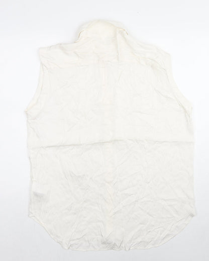 Womens UK Size M H&M White Basic Button-Up