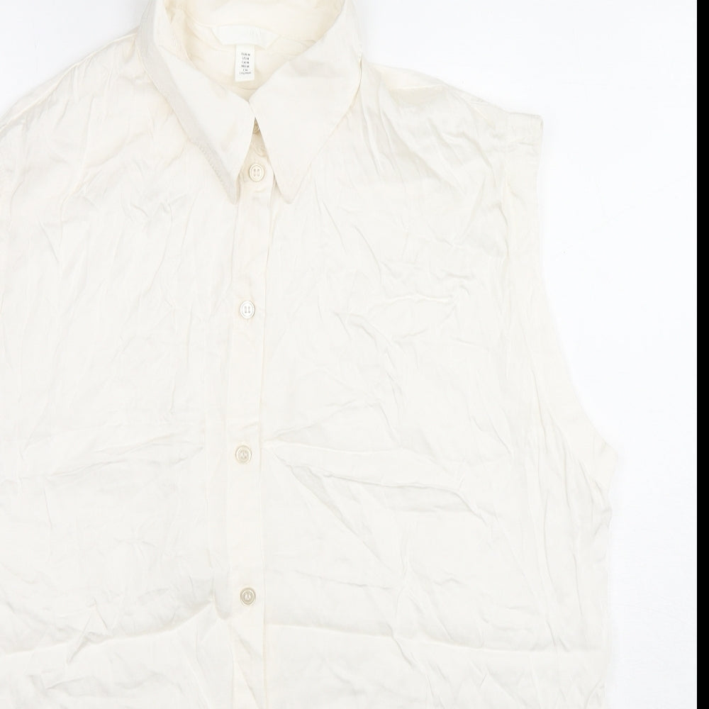 Womens UK Size M H&M White Basic Button-Up