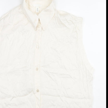 Womens UK Size M H&M White Basic Button-Up