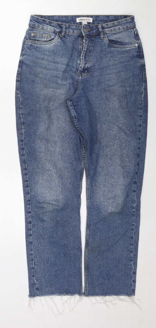 Urban Bliss Womens Blue Cotton Straight Jeans Size 10 L27 in Regular Zip