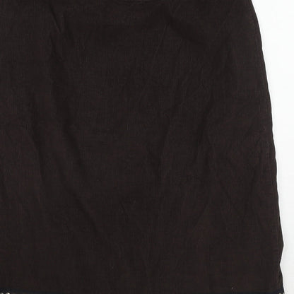 Monsoon Womens Brown Floral Cotton A-Line Skirt Size 8 Zip