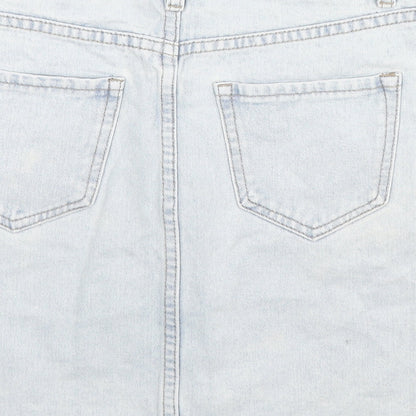 New Look Womens Blue Cotton A-Line Skirt Size 8 Zip
