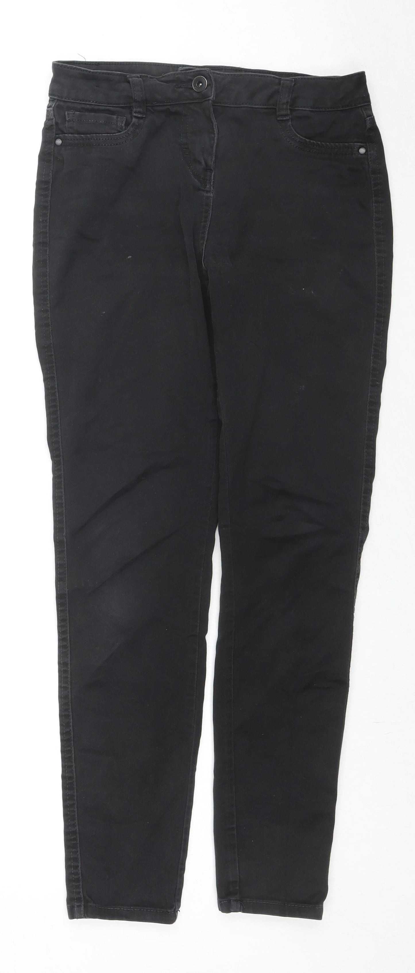 NEXT Womens Black Cotton Skinny Jeans Size 8 L27 in Regular Zip