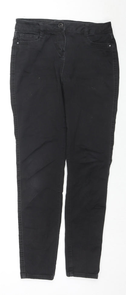 NEXT Womens Black Cotton Skinny Jeans Size 8 L27 in Regular Zip