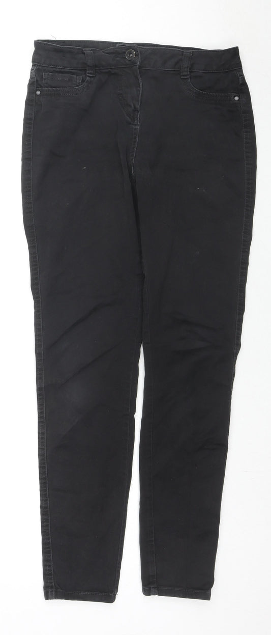 NEXT Womens Black Cotton Skinny Jeans Size 8 L27 in Regular Zip