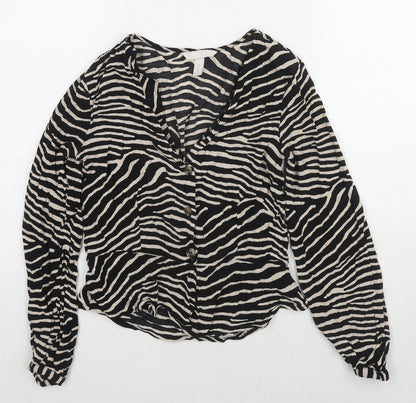 Womens UK Size 8 H&M Black Basic Button-Up