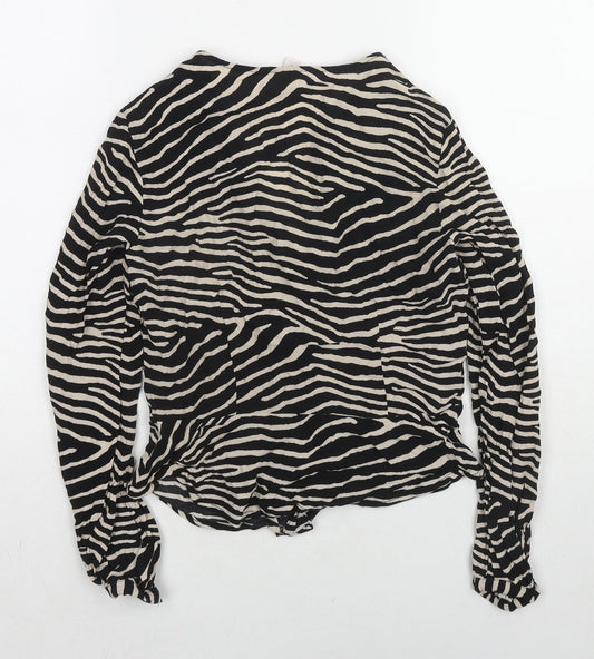 Womens UK Size 8 H&M Black Basic Button-Up
