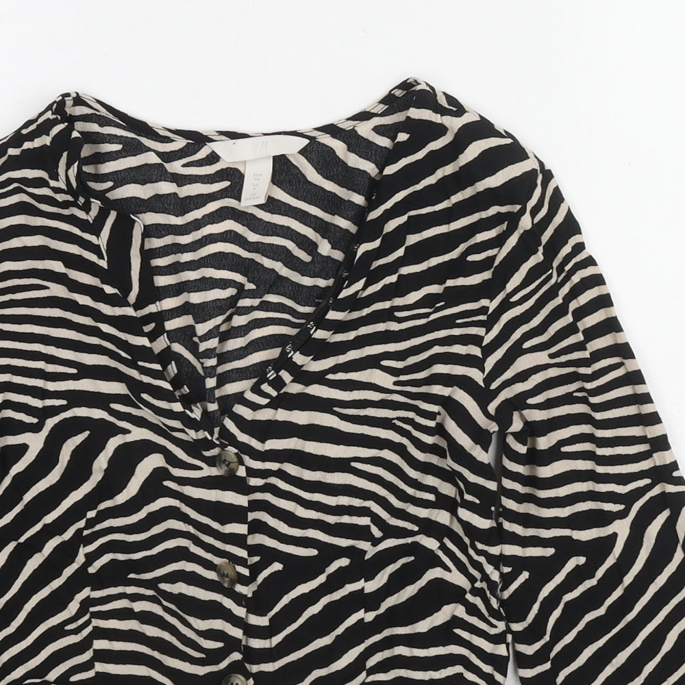 Womens UK Size 8 H&M Black Basic Button-Up