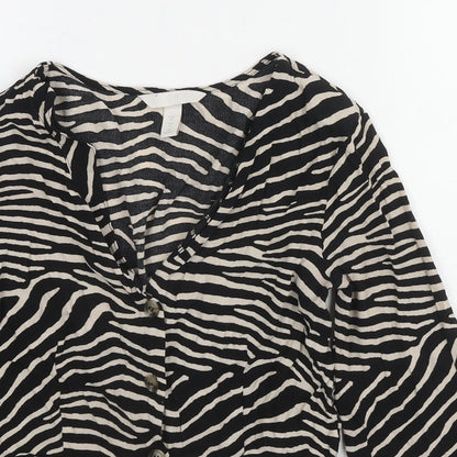 Womens UK Size 8 H&M Black Basic Button-Up