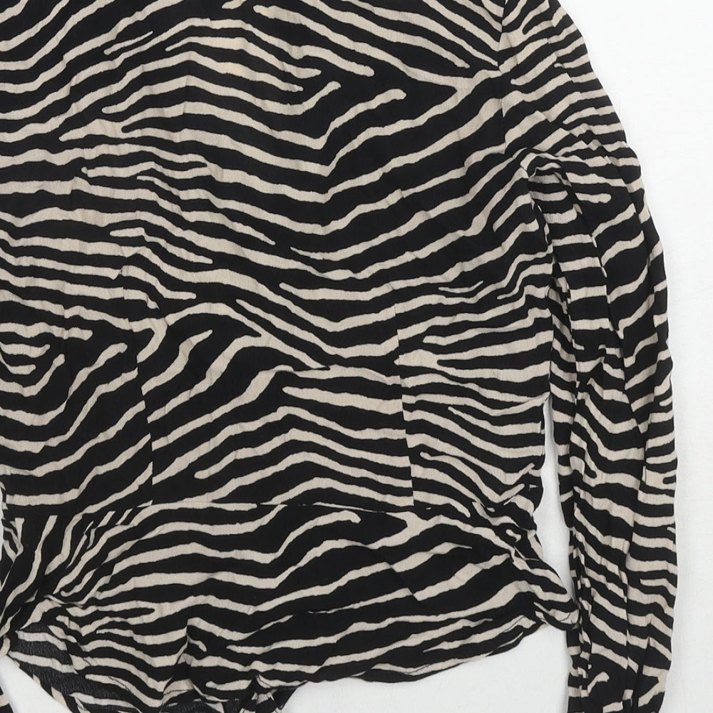 Womens UK Size 8 H&M Black Basic Button-Up