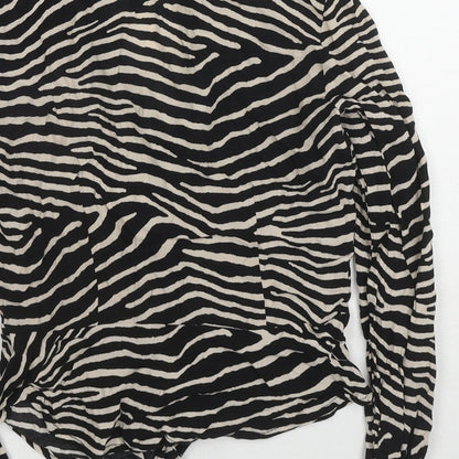 Womens UK Size 8 H&M Black Basic Button-Up
