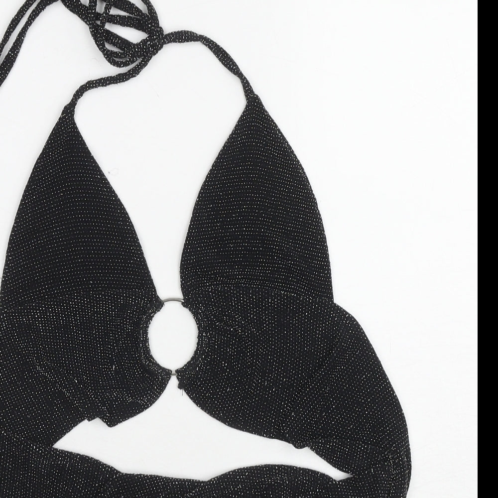 Womens UK Size 8 PRETTYLITTLETHING Black Cropped Tank