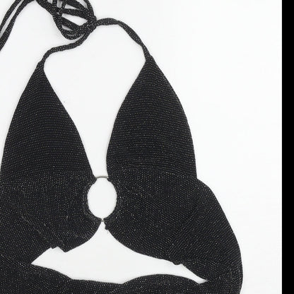 Womens UK Size 8 PRETTYLITTLETHING Black Cropped Tank