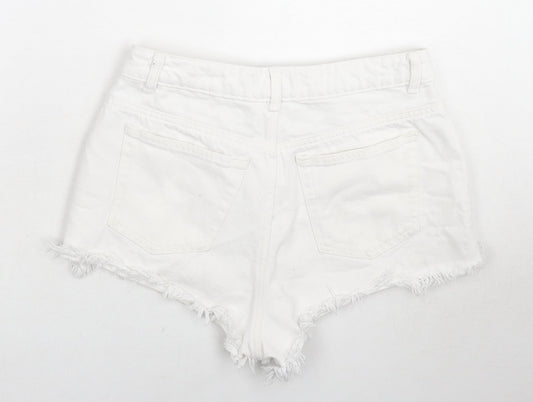 Denim & Co. Womens White Cotton Cut-Off Shorts Size 8 L3 in Regular Zip