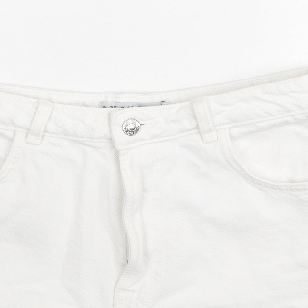 Denim & Co. Womens White Cotton Cut-Off Shorts Size 8 L3 in Regular Zip