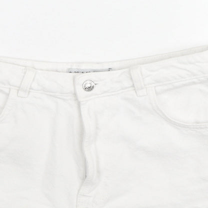 Denim & Co. Womens White Cotton Cut-Off Shorts Size 8 L3 in Regular Zip