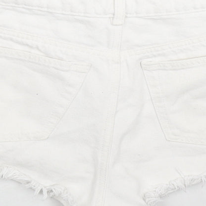 Denim & Co. Womens White Cotton Cut-Off Shorts Size 8 L3 in Regular Zip