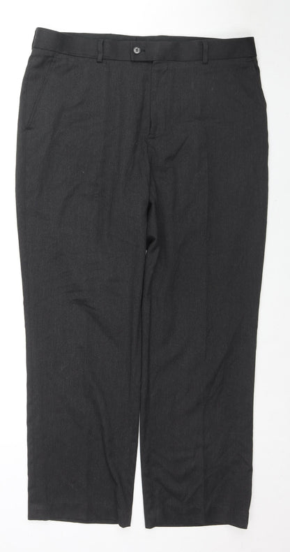 Burton Mens Grey Polyester Trousers Size 38 in L28 in Regular Zip