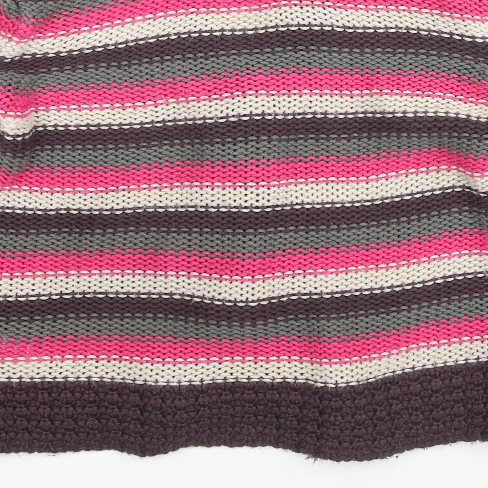 Indigo Girls Multicoloured V-Neck Striped Acrylic Cardigan Jumper Size 9-10 Years Pullover