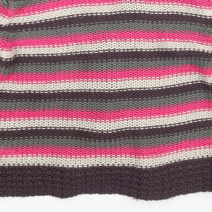 Indigo Girls Multicoloured V-Neck Striped Acrylic Cardigan Jumper Size 9-10 Years Pullover