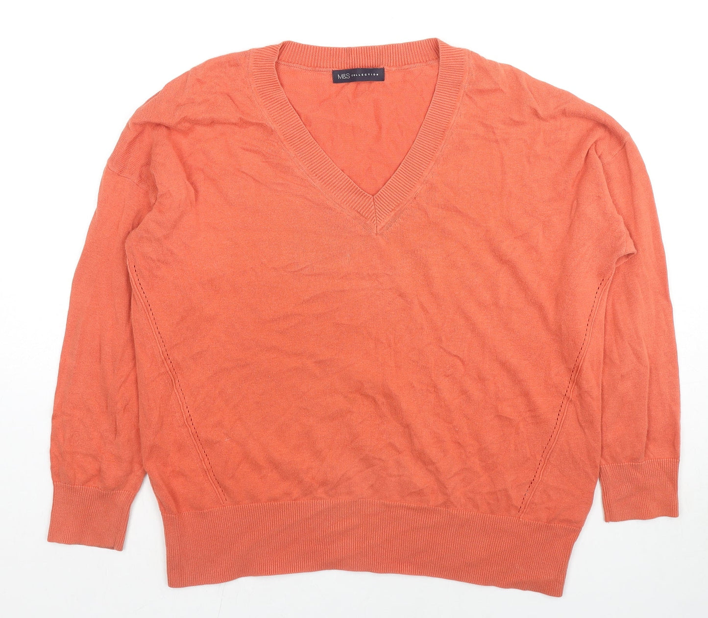 Womens UK Size M Marks and Spencer Orange Pullover Jumper