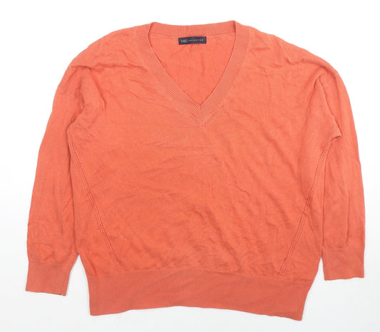 Womens UK Size M Marks and Spencer Orange Pullover Jumper