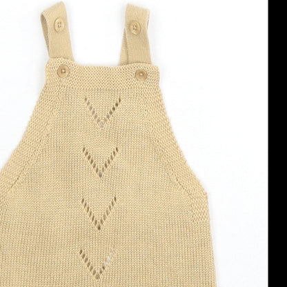 mamas & papas Girls Beige Polyester Romper One-Piece Size 3-6 Months Snap