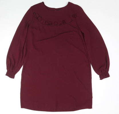 Dorothy Perkins Womens Red Polyester Shift Size 14 Boat Neck Button