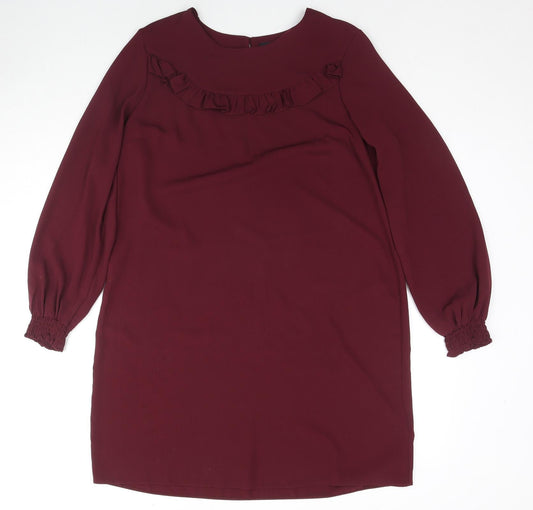 Dorothy Perkins Womens Red Polyester Shift Size 14 Boat Neck Button