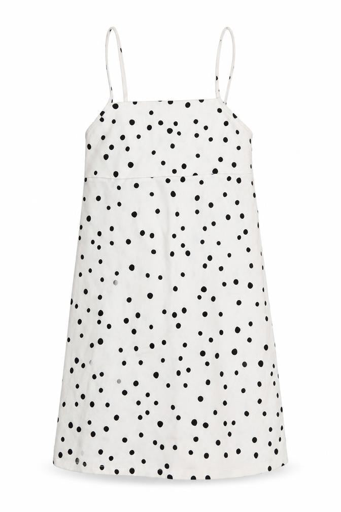 Zara Womens White Polka Dot Polyester Tank Dress Size S Square Neck Pullover