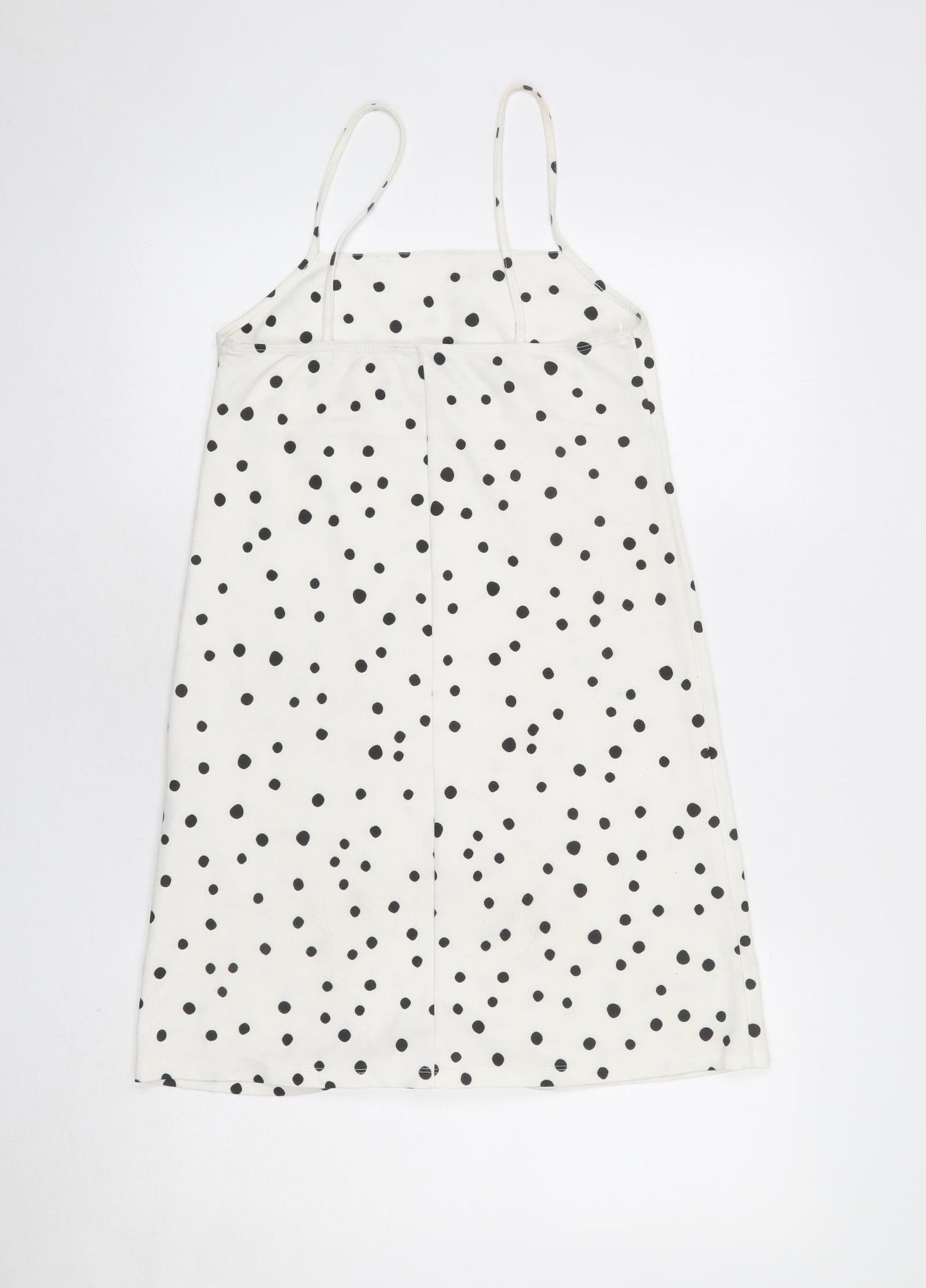 Zara Womens White Polka Dot Polyester Tank Dress Size S Square Neck Pullover