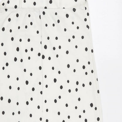 Zara Womens White Polka Dot Polyester Tank Dress Size S Square Neck Pullover