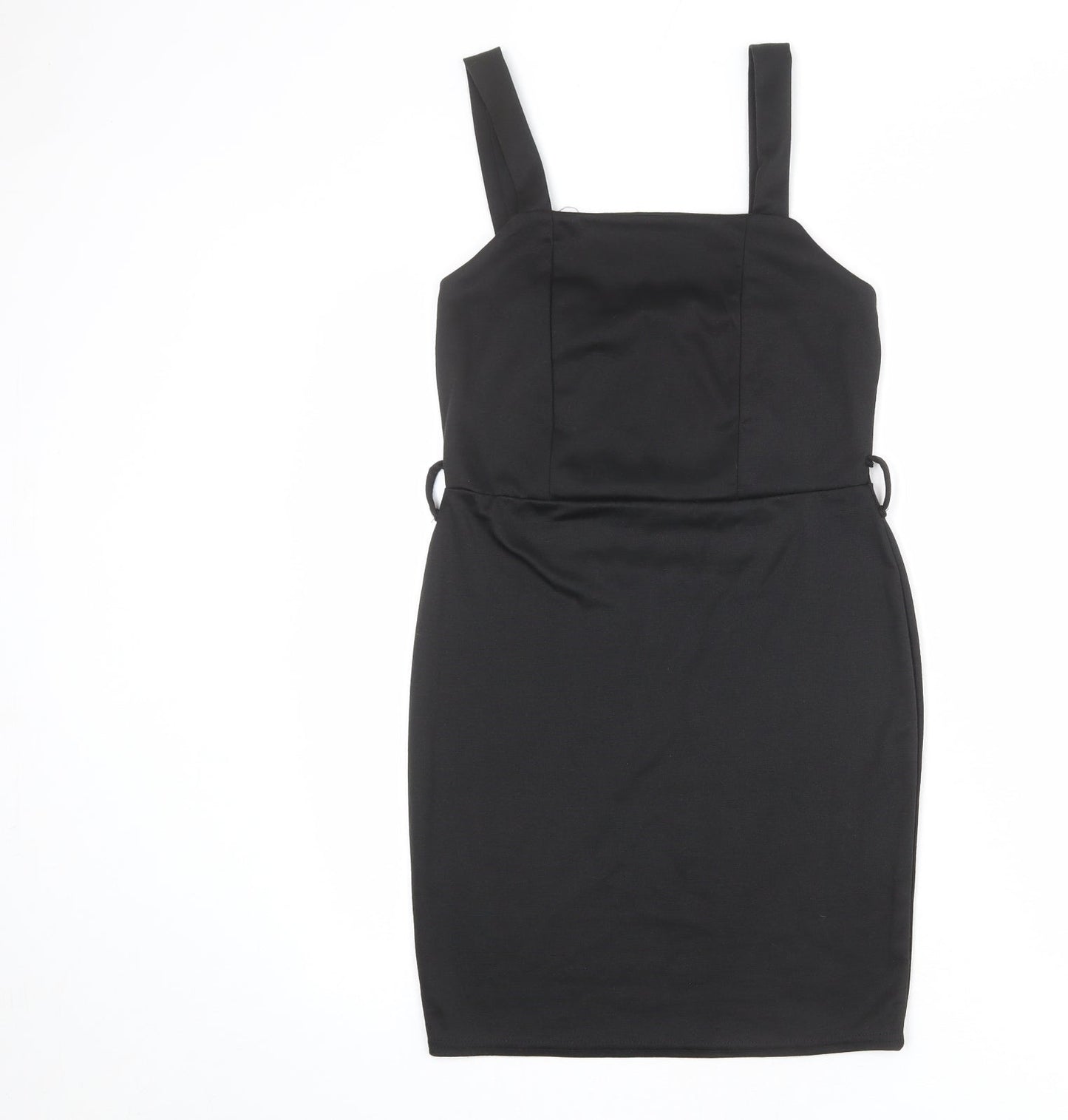 Select Womens Black Polyester Pinafore/Dungaree Dress Size 10 Square Neck Pullover