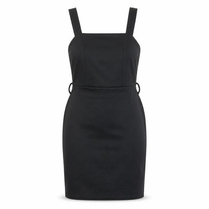 Select Womens Black Polyester Pinafore/Dungaree Dress Size 10 Square Neck Pullover