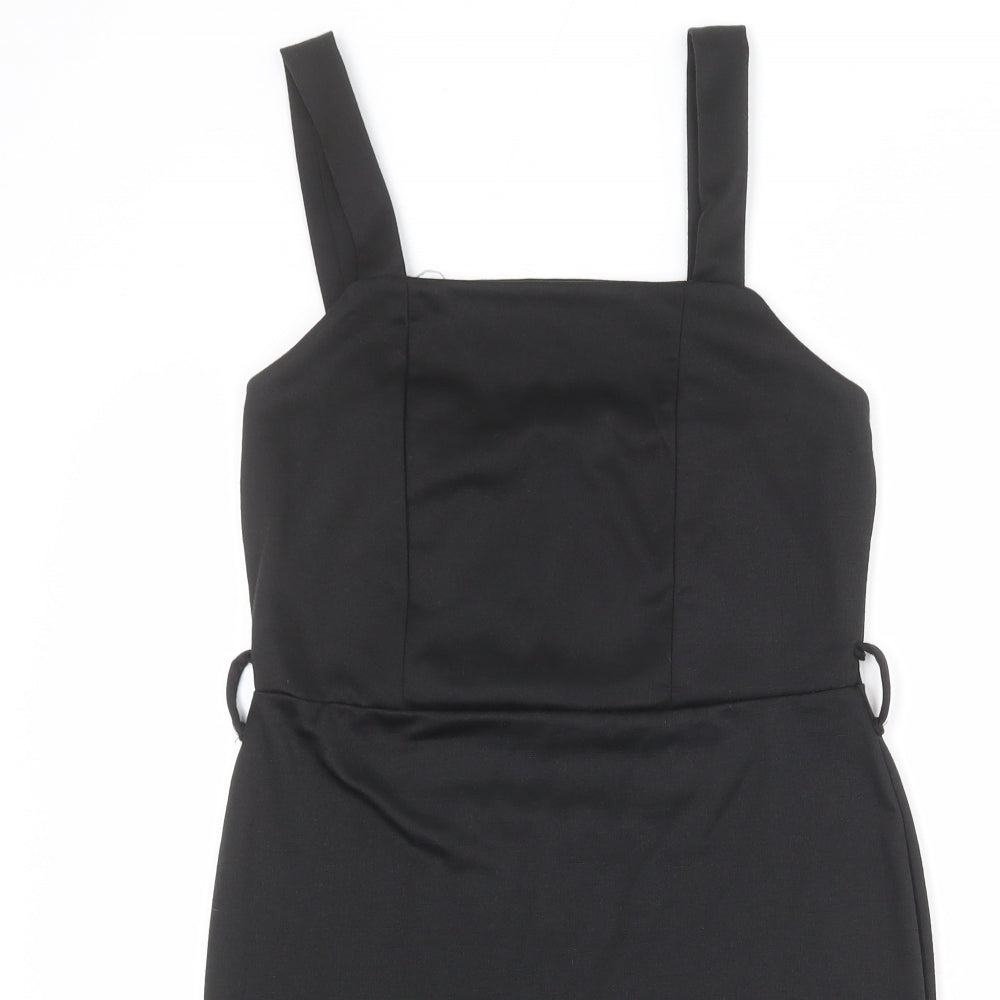 Select Womens Black Polyester Pinafore/Dungaree Dress Size 10 Square Neck Pullover