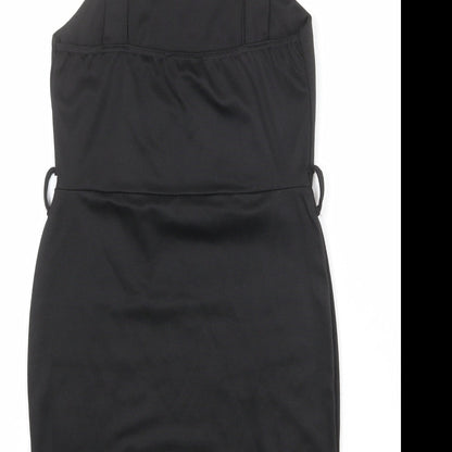 Select Womens Black Polyester Pinafore/Dungaree Dress Size 10 Square Neck Pullover