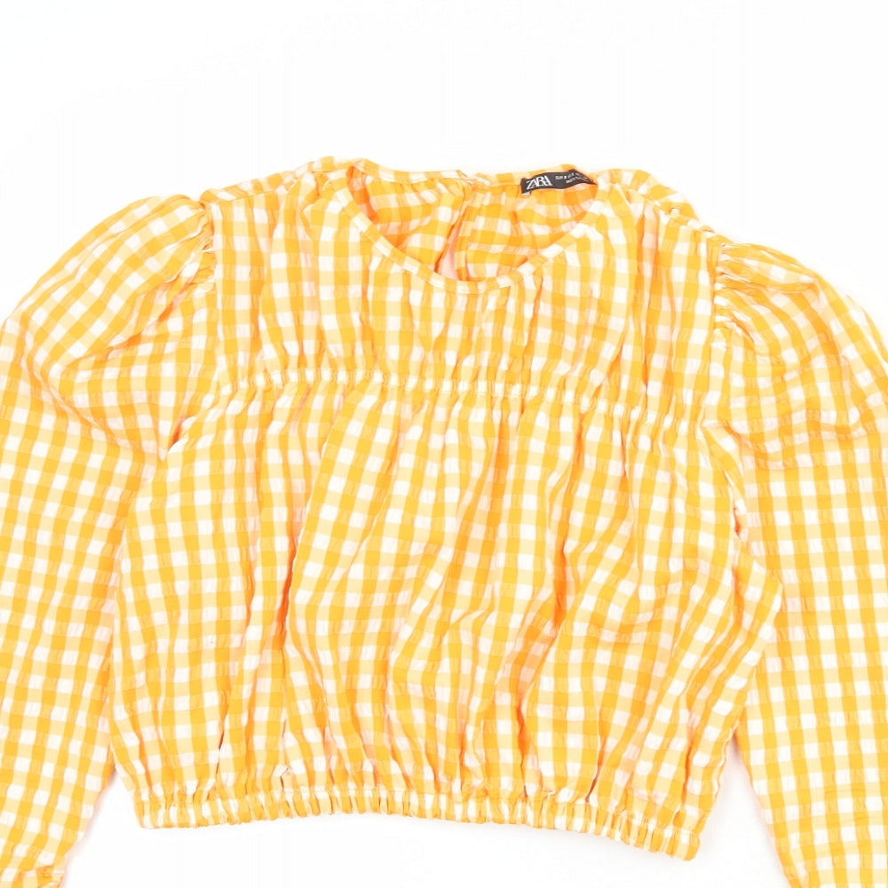 Womens UK Size S Zara Orange Basic Blouse